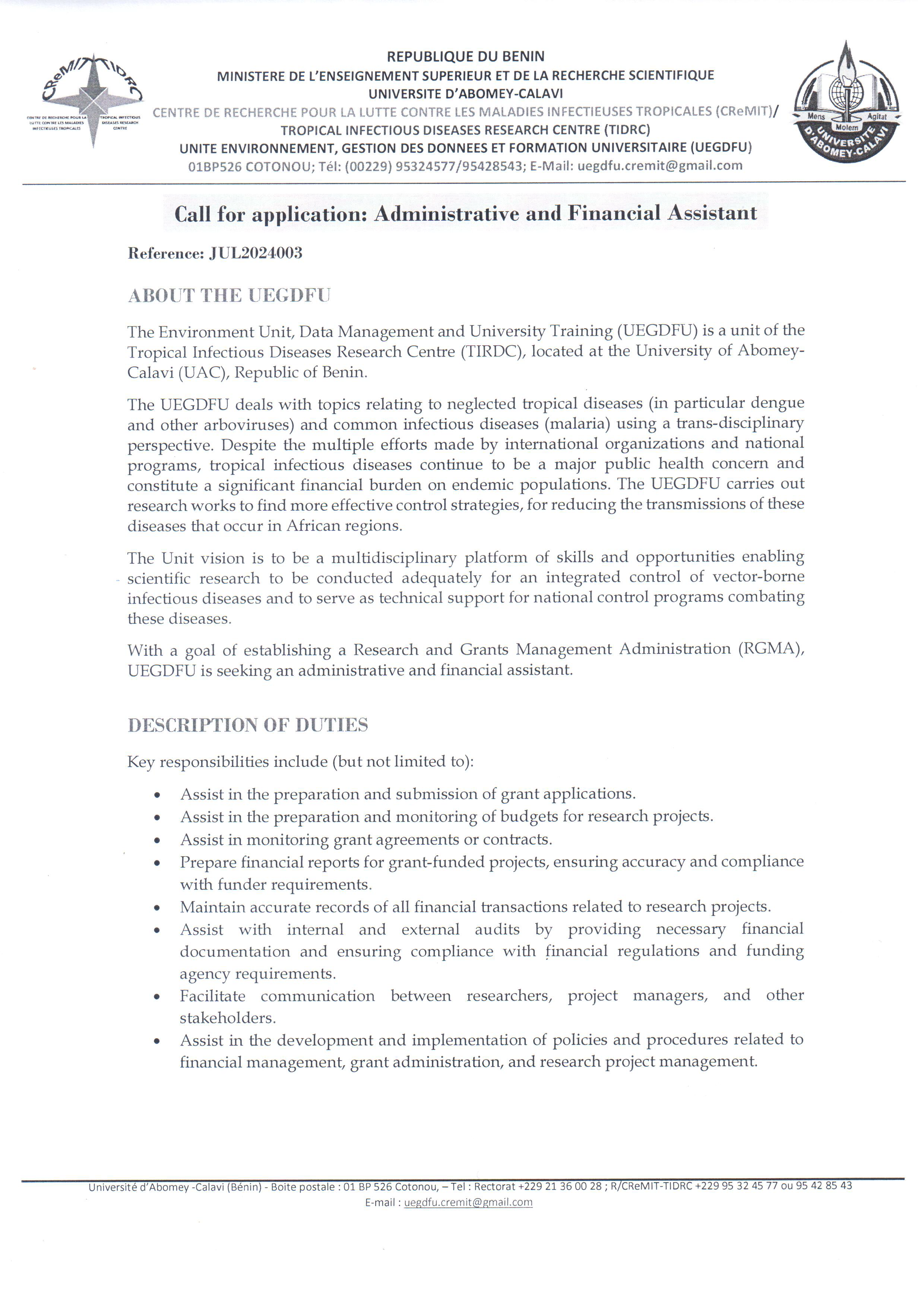Administrative and Financial Assistant
